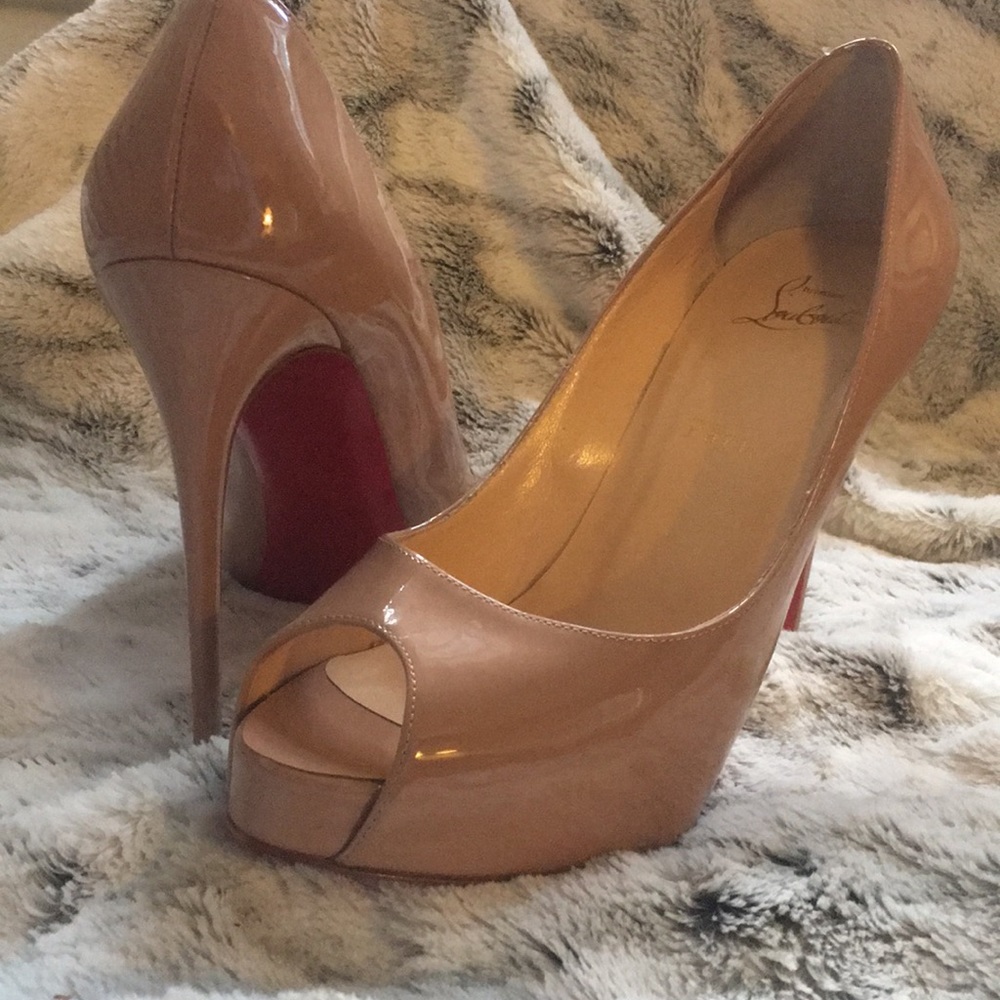 Tan Peep Toe Louboutin